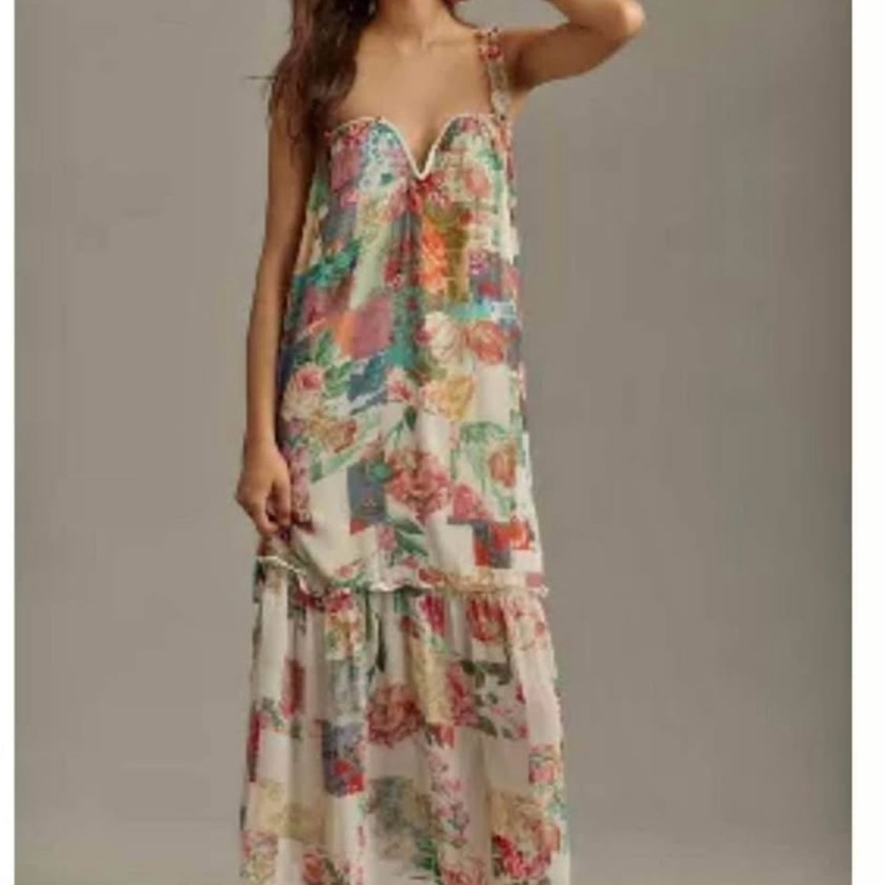 Anthropologie Colorful Floral Maxi Dress